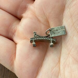 Vintage 925 Sterling Silver "Yellowstone Park" Bridge Pendant Bracelet Charm